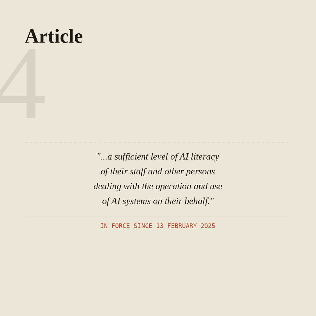 AI literacy under Article 4: what organisations are required to do